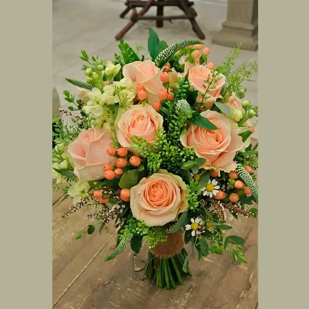 Bouquet en tonos durazno